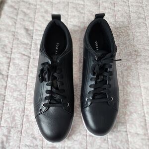 Cole Haan Womens Carly Black Leather Sneakers